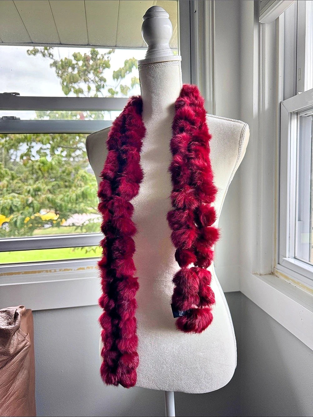 New York & Company Faux Fur Scarf in Red Like New